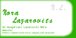 nora lazarovits business card
